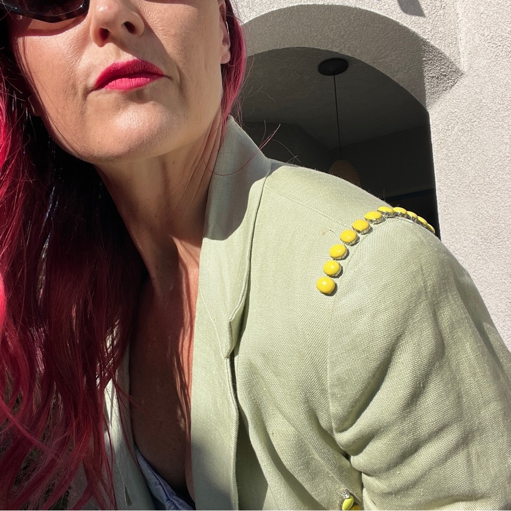 Upcycled vintage green beaded blazer - Picture 6 of 13